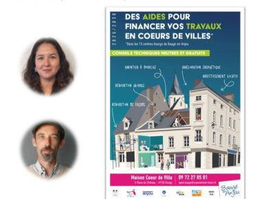 Image de l'opération l'equipe et l'affiche de la nouvelle OPAH-Ru 2025-2030